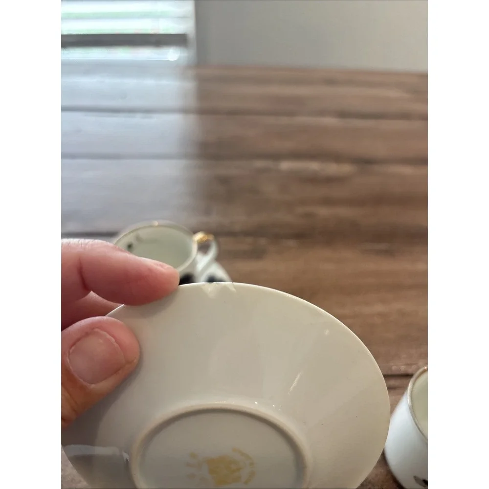 4 Tiger Yedi Porcelain‎ Cup Saucer Gold Leaf Small Tea   Espresso Coffee